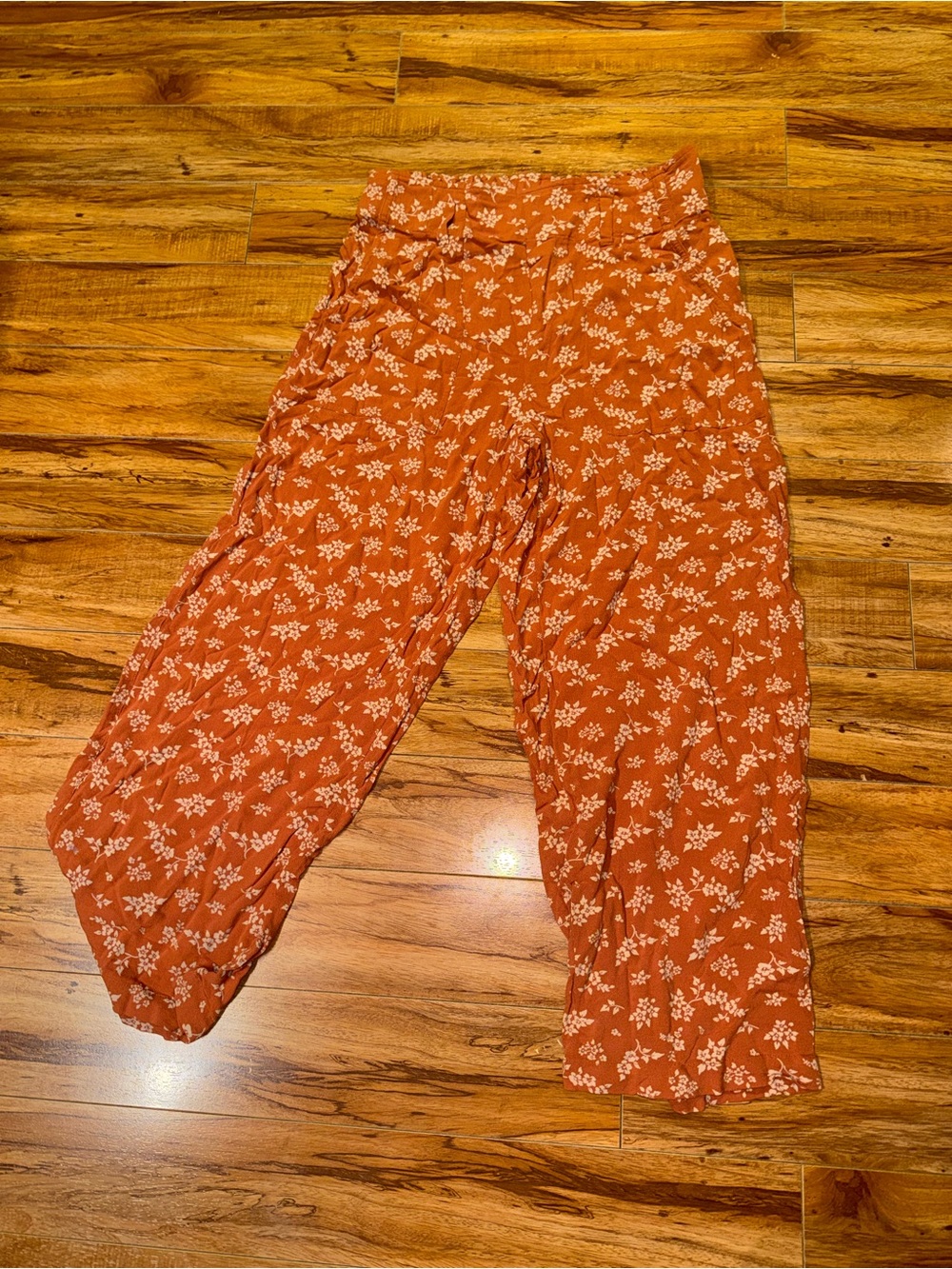 American Eagle Outfitters Rust Orange Floral Wide-Leg Pants